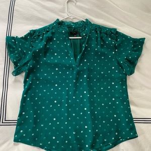 J. Crew short sleeve ruffle blouse top in painted dot size medium